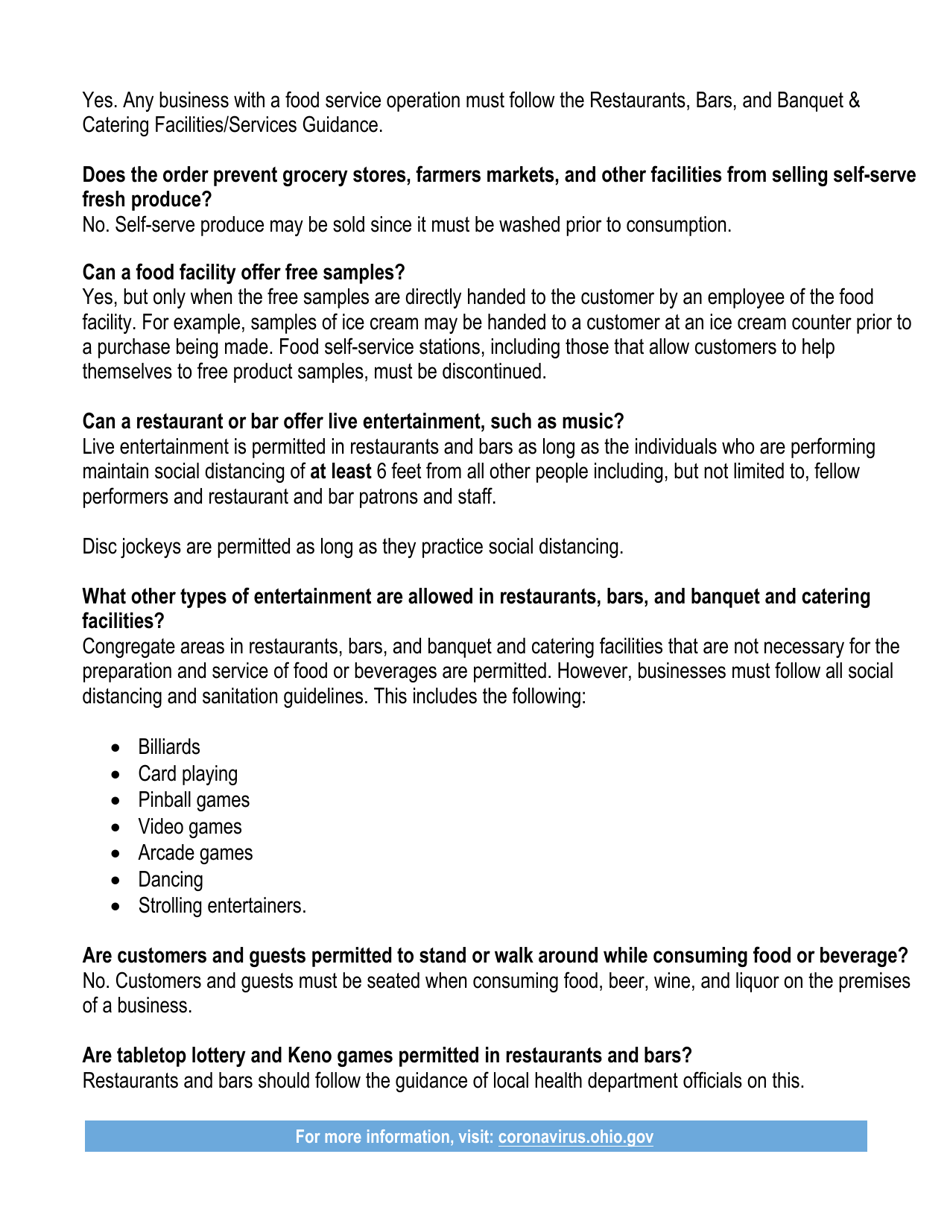 Protecting Against Covid-19 - Covid-19 Dine Safe Ohio Order Faq - Ohio, Page 3
