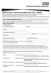 Document preview: Form AW8P Nhs Pensions - Deferred Benefits Claim Form - United Kingdom