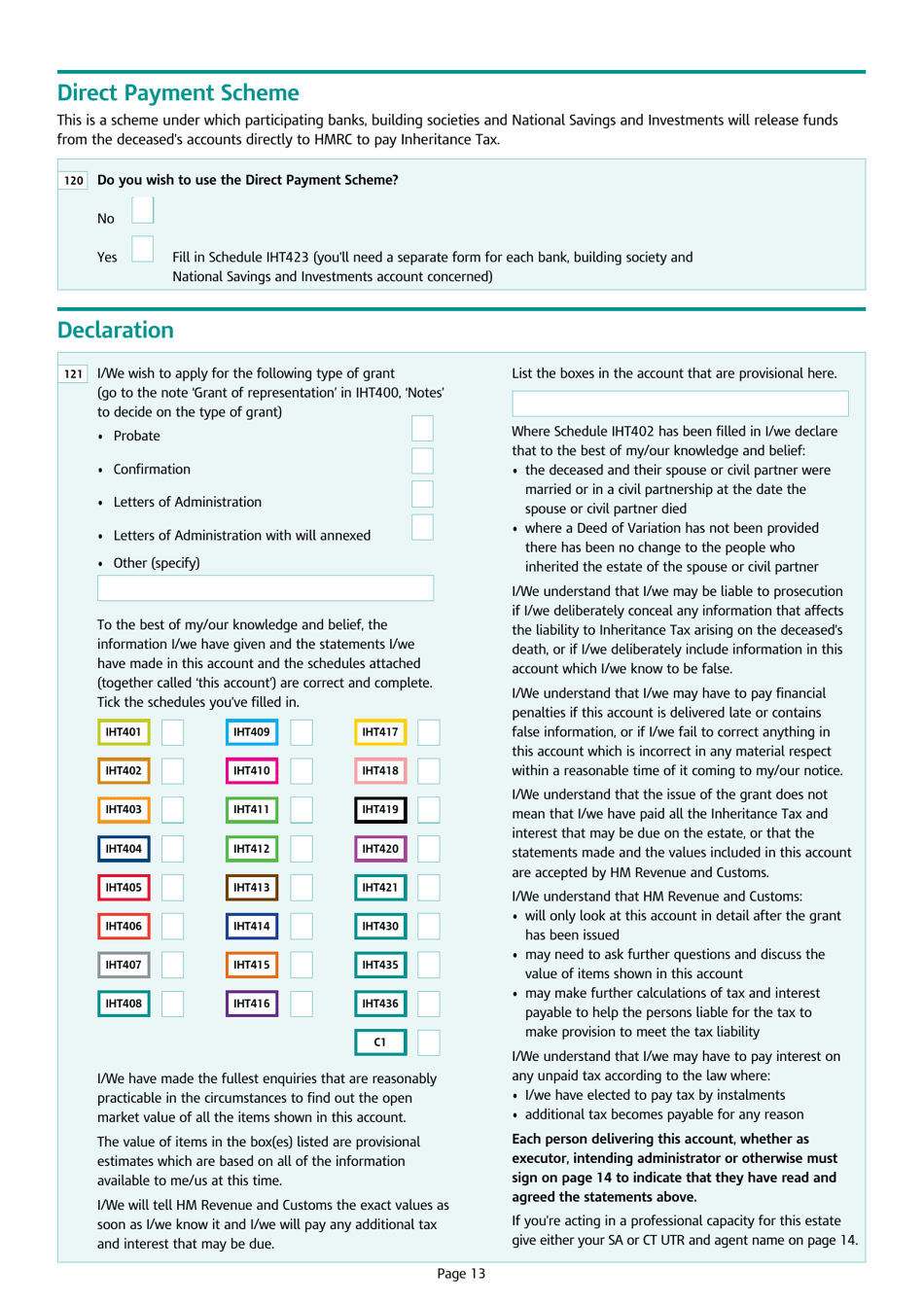 Form IHT400 Inheritance Tax Account - United Kingdom, Page 13
