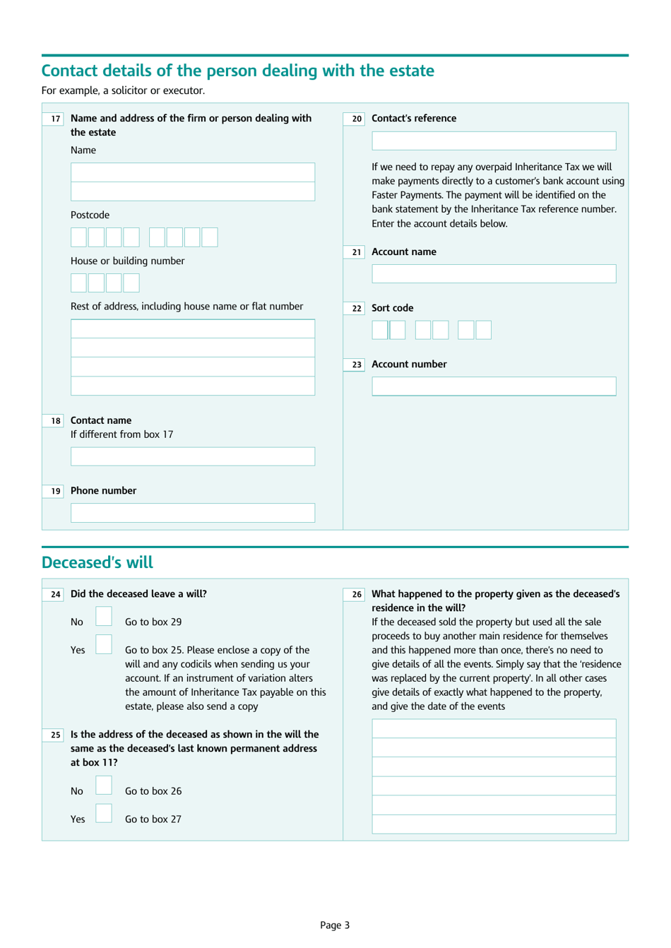 Form IHT400 Inheritance Tax Account - United Kingdom, Page 3