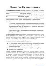 Document preview: Non-disclosure Agreement Template - Alabama