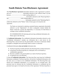 Document preview: Non-disclosure Agreement Template - South Dakota