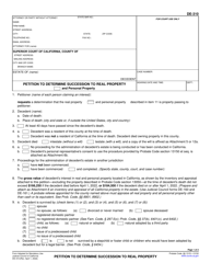 Form DE-310 &quot;Petition to Determine Succession to Real Property&quot; - California