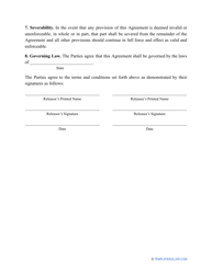 Car Accident Liability Release Form, Page 2