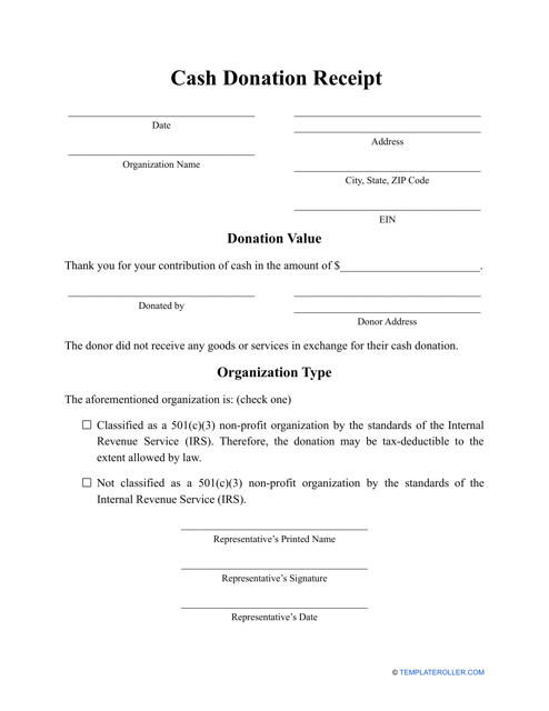 Cash Donation Receipt Template Download Pdf