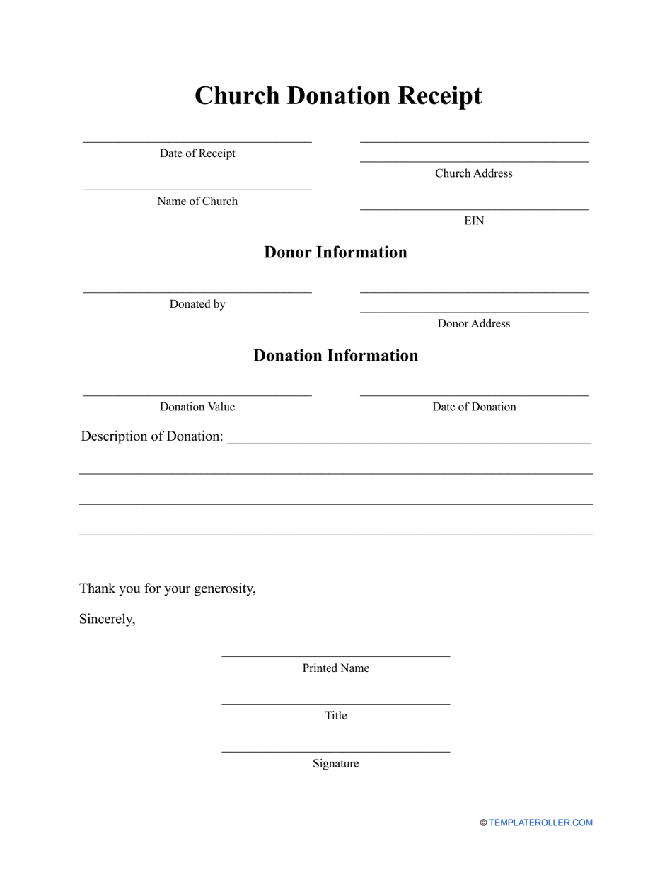 Church Donation Receipt Template, Page 1