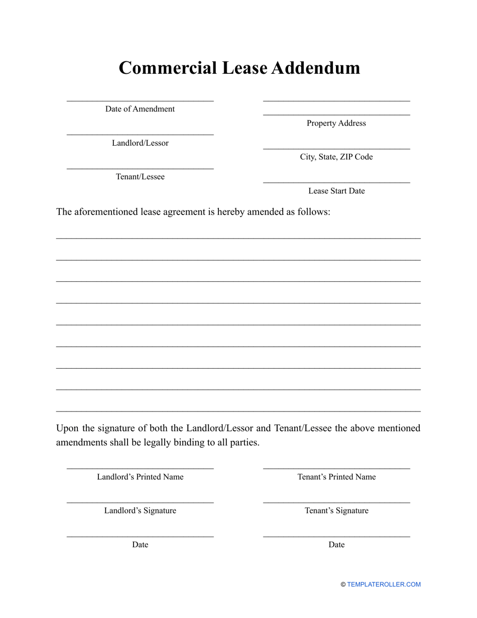 Commercial Lease Addendum Template Fill Out Sign Online And Download Pdf Templateroller 1190