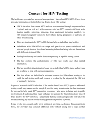 Document preview: Consent for HIV Testing Template