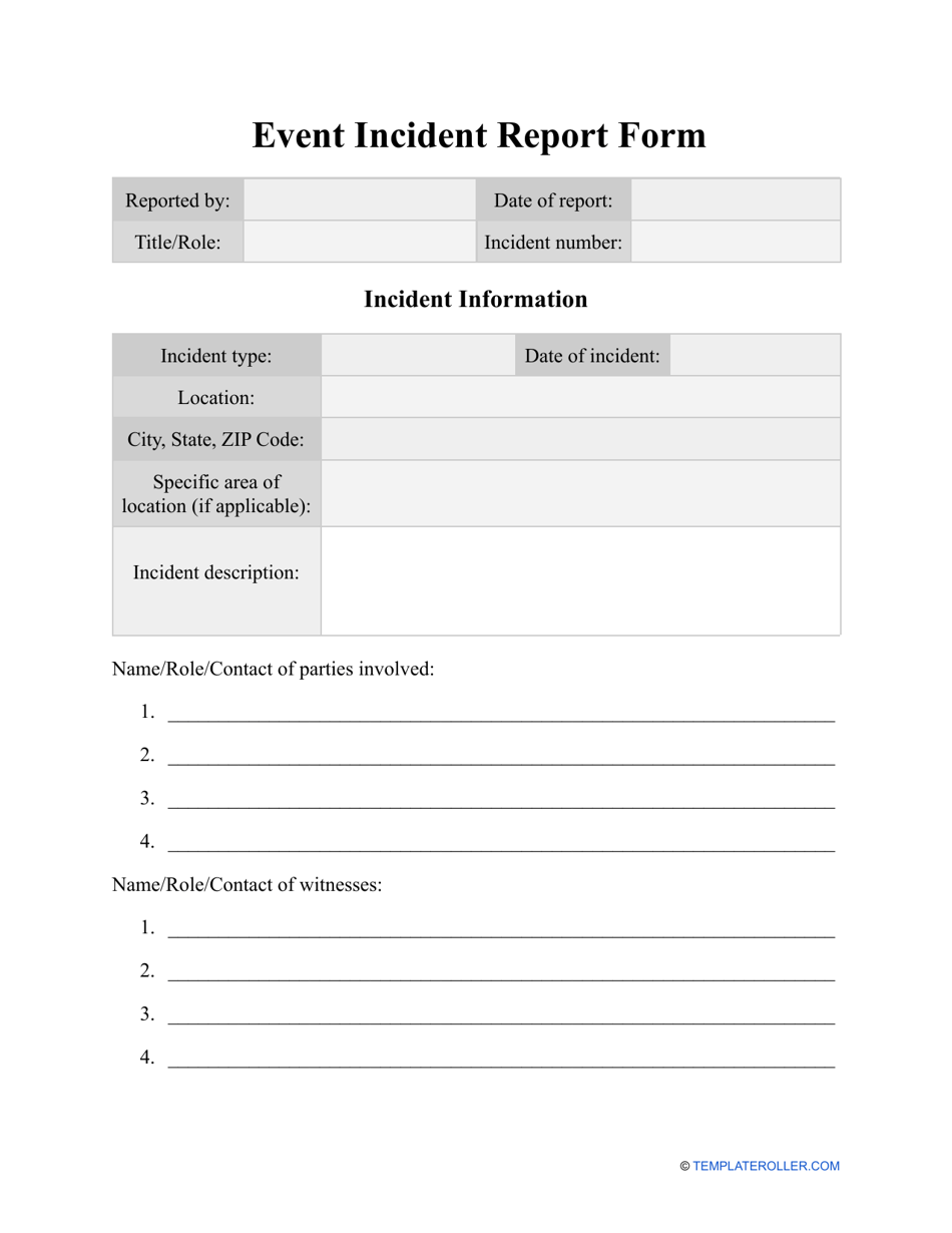 Event incident report form fill out sign online and download pdf