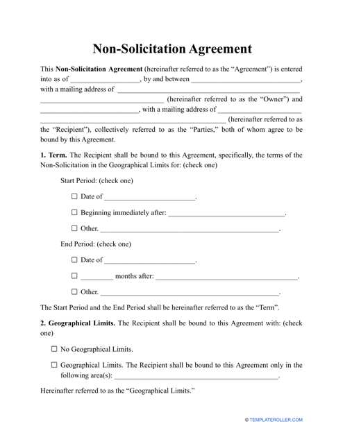 "Non-solicitation Agreement Template" Download Pdf
