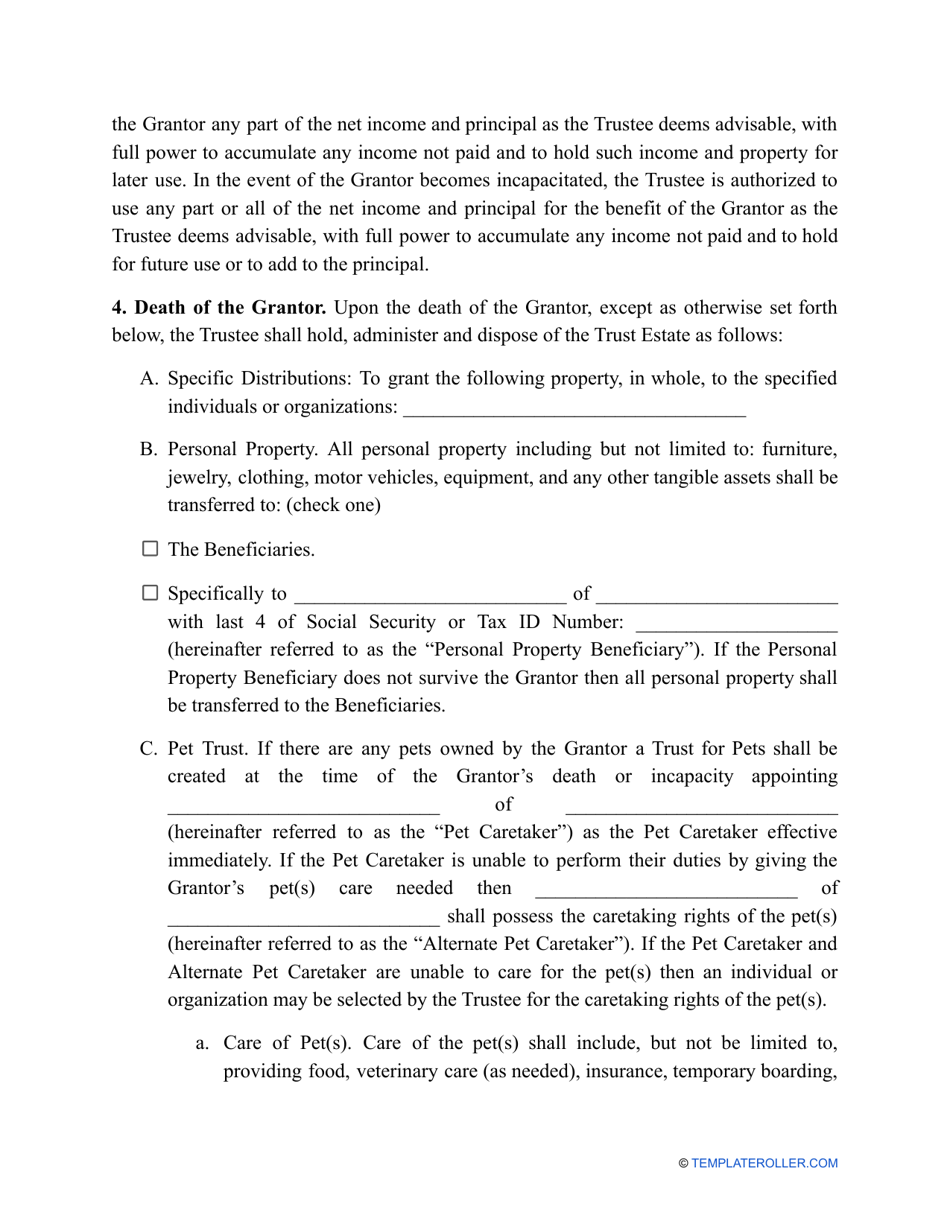 Revocable Living Trust Form - Fill Out, Sign Online And Download PDF ...