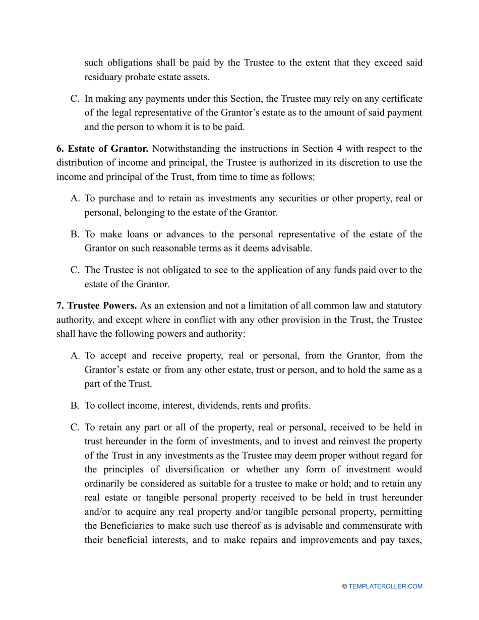 Revocable Living Trust Form, Page 5