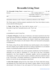 Document preview: Revocable Living Trust Form