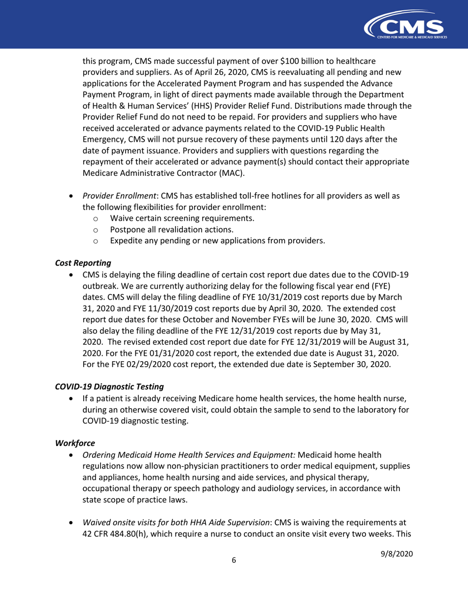 Home Health Agencies: Cms Flexibilities to Fight Covid-19, Page 6