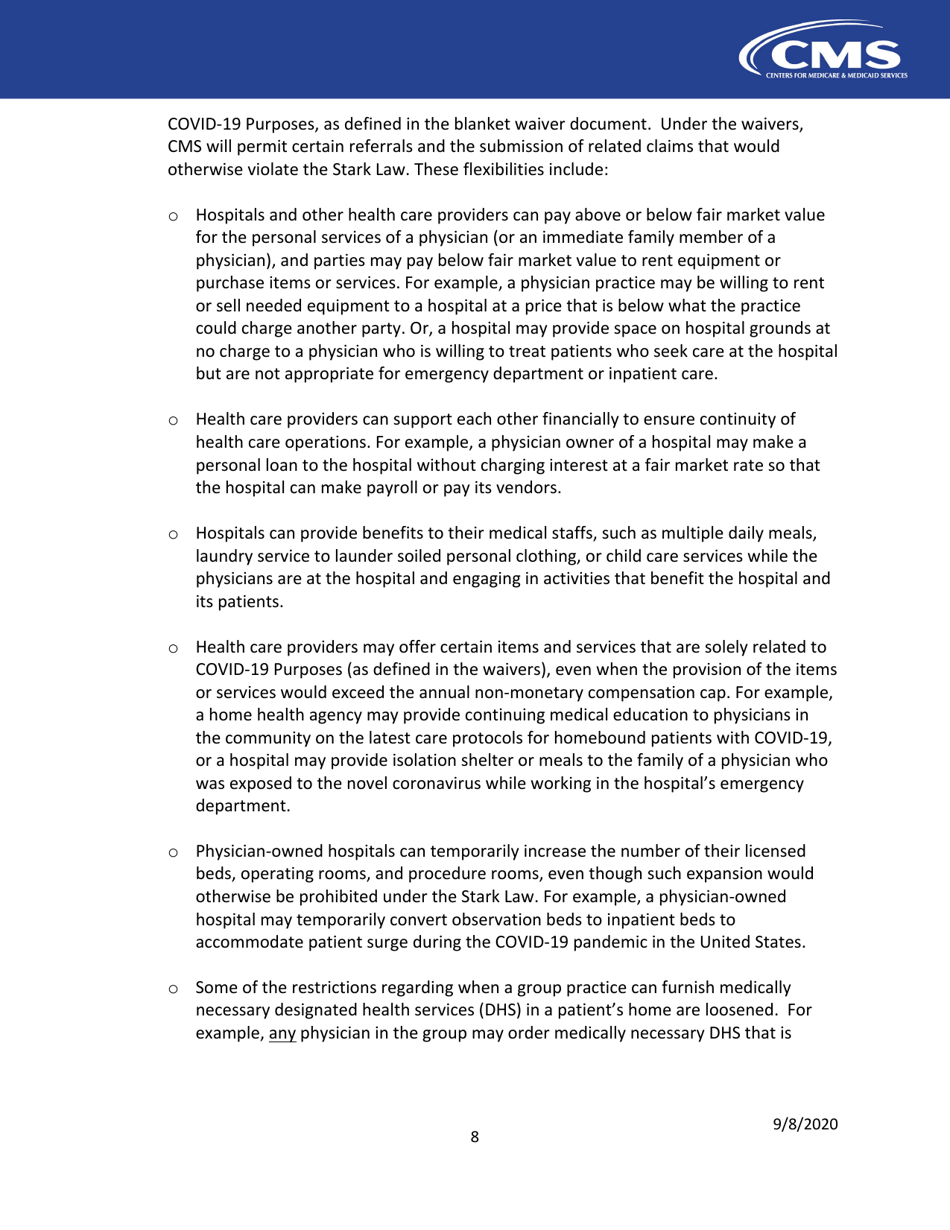 Home Health Agencies: Cms Flexibilities to Fight Covid-19, Page 8