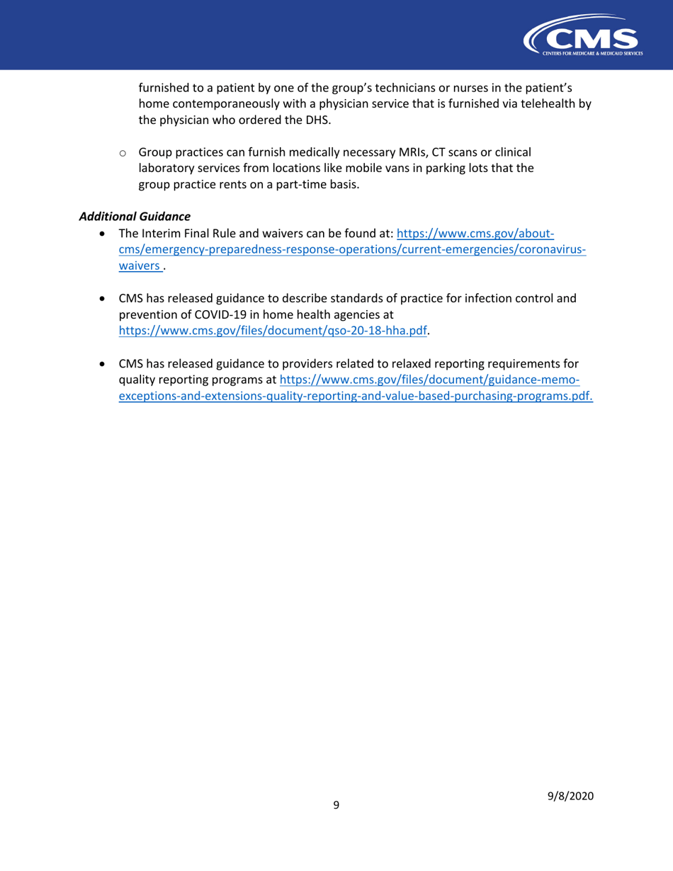 Home Health Agencies: Cms Flexibilities to Fight Covid-19, Page 9