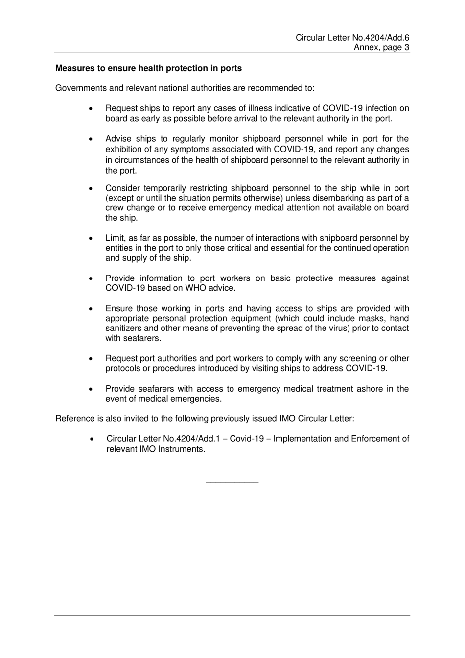 Circular Letter No.4204 / Add.6 - Coronavirus (Covid-19) - Preliminary List of Recommendations for Governments and Relevant National Authorities on the Facilitation of Maritime Trade During the Covid-19 Pandemic, Page 5