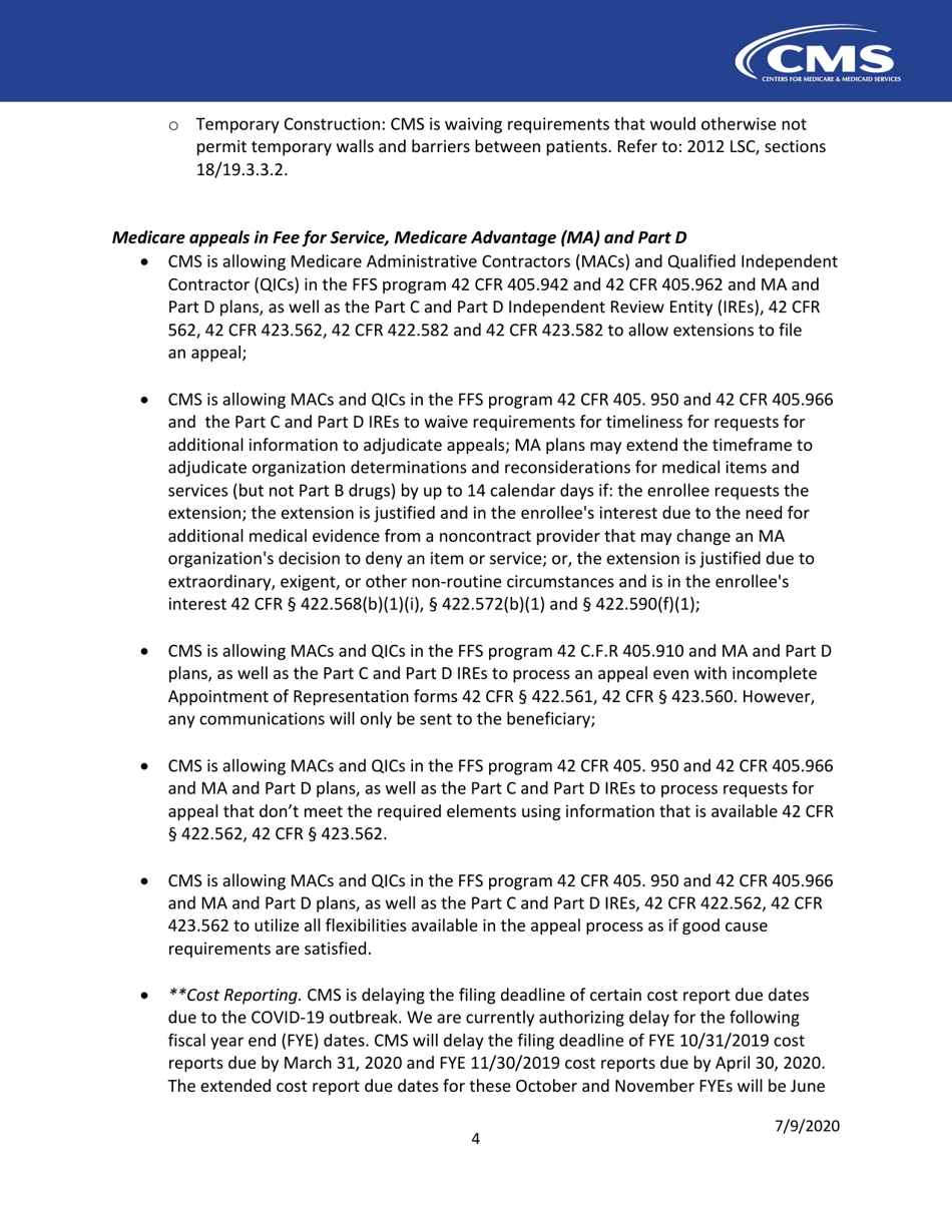 Hospice: Cms Flexibilities to Fight Covid-19, Page 4