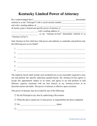 Limited Power of Attorney Template - Kentucky