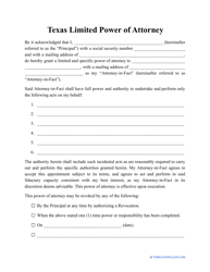 Document preview: Limited Power of Attorney Template - Texas