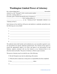 Document preview: Limited Power of Attorney Template - Washington