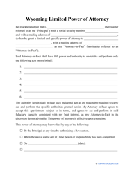 Limited Power of Attorney Template - Wyoming