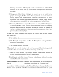 Real Estate Power of Attorney Template - Delaware, Page 2