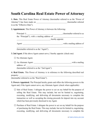 Document preview: Real Estate Power of Attorney Template - South Carolina