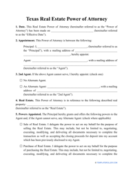 Document preview: Real Estate Power of Attorney Template - Texas