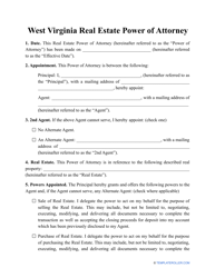 Document preview: Real Estate Power of Attorney Template - West Virginia