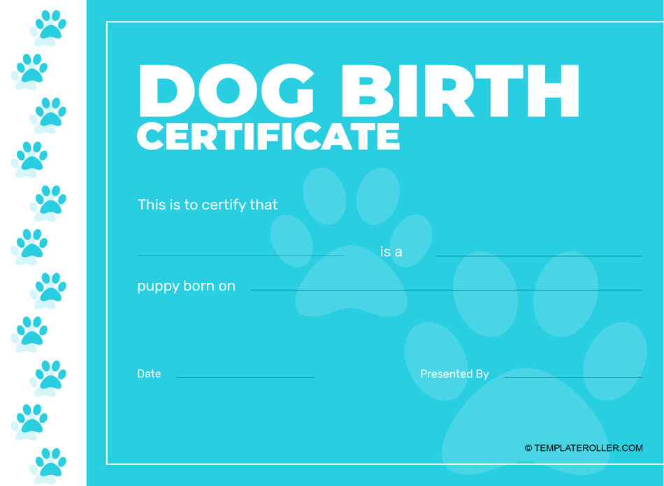 Blue Dog Birth Certificate Template