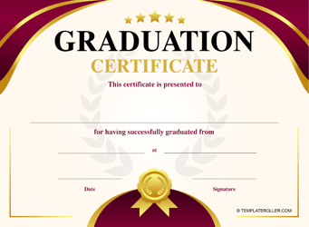Document preview: Graduation Certificate Template - Red and Yellow