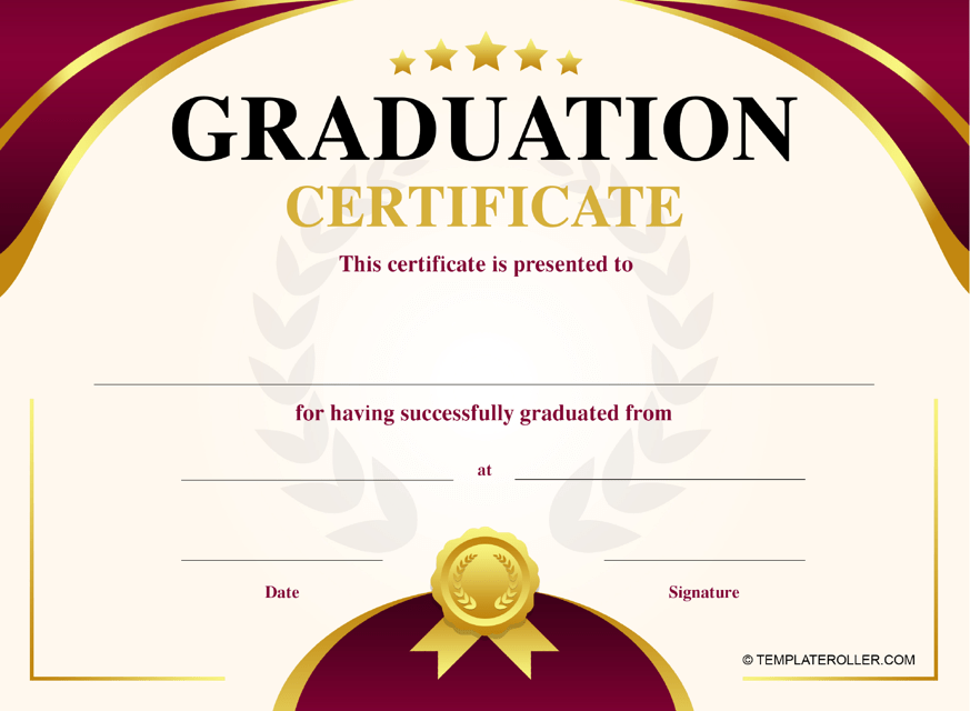 Graduation Certificate Template - Red and Yellow