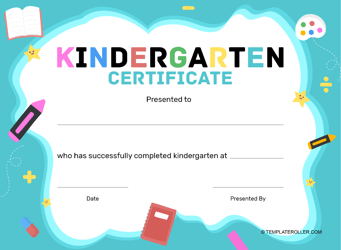 Document preview: Kindergarten Certificate Template - Azure