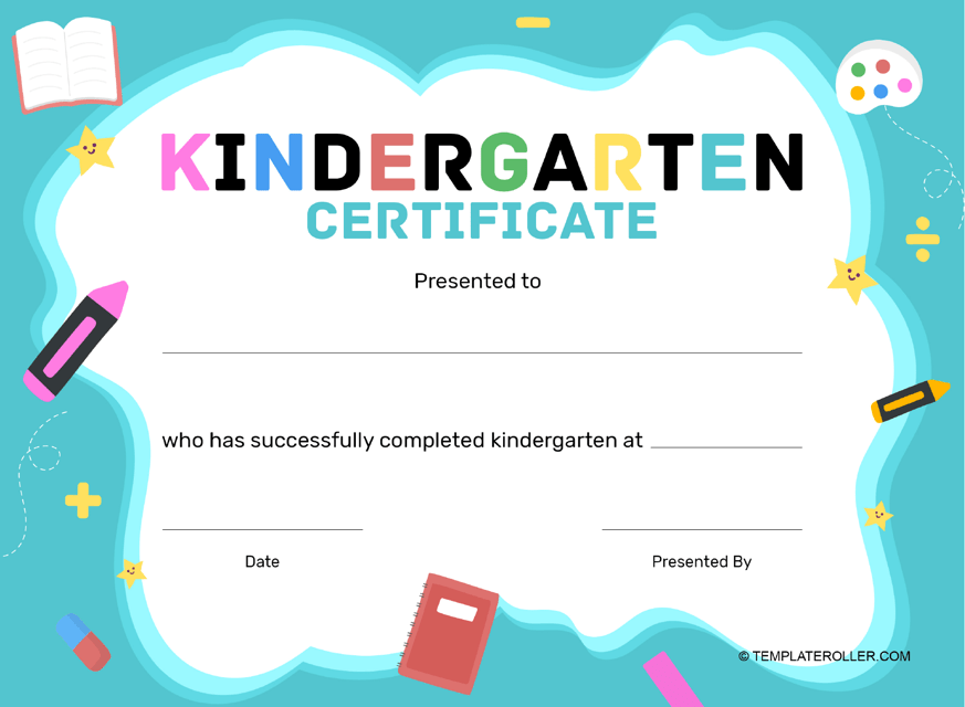 Kindergarten Certificate Template - Azure Download Pdf