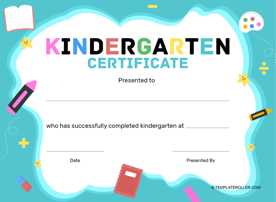 Kindergarten Certificate Template - Azure Download Printable PDF ...