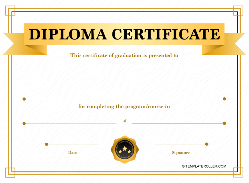 Diploma Certificate Template - Yellow