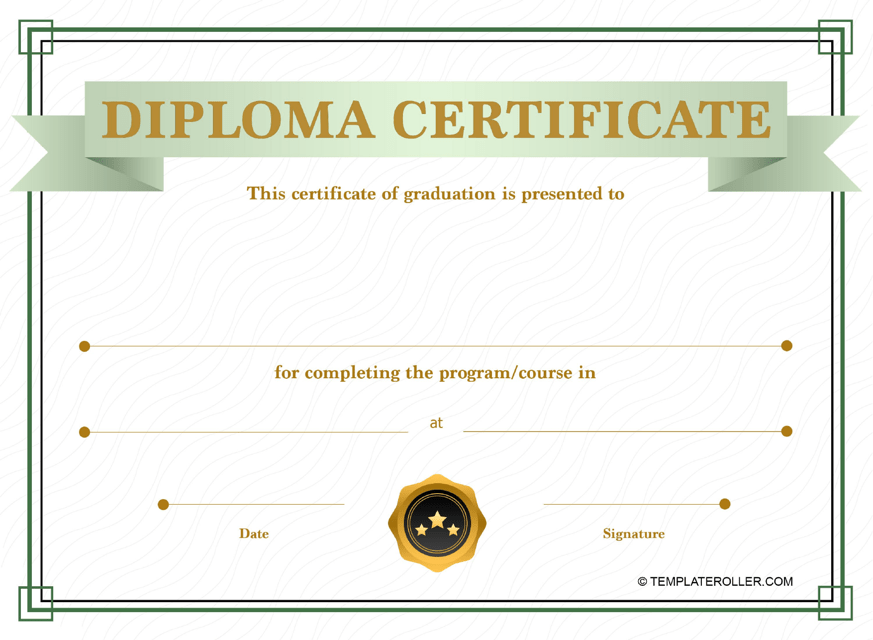 Diploma Certificate Template - Green