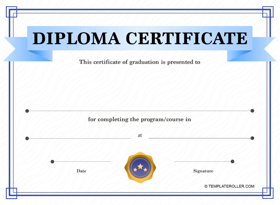Diploma Certificate Template - Blue, Page 1
