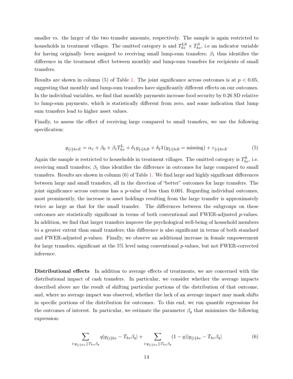 Policy Brief: Impacts of Unconditional Cash Transfers - Johannes Haushofer, Jeremy Shapiro, Page 14