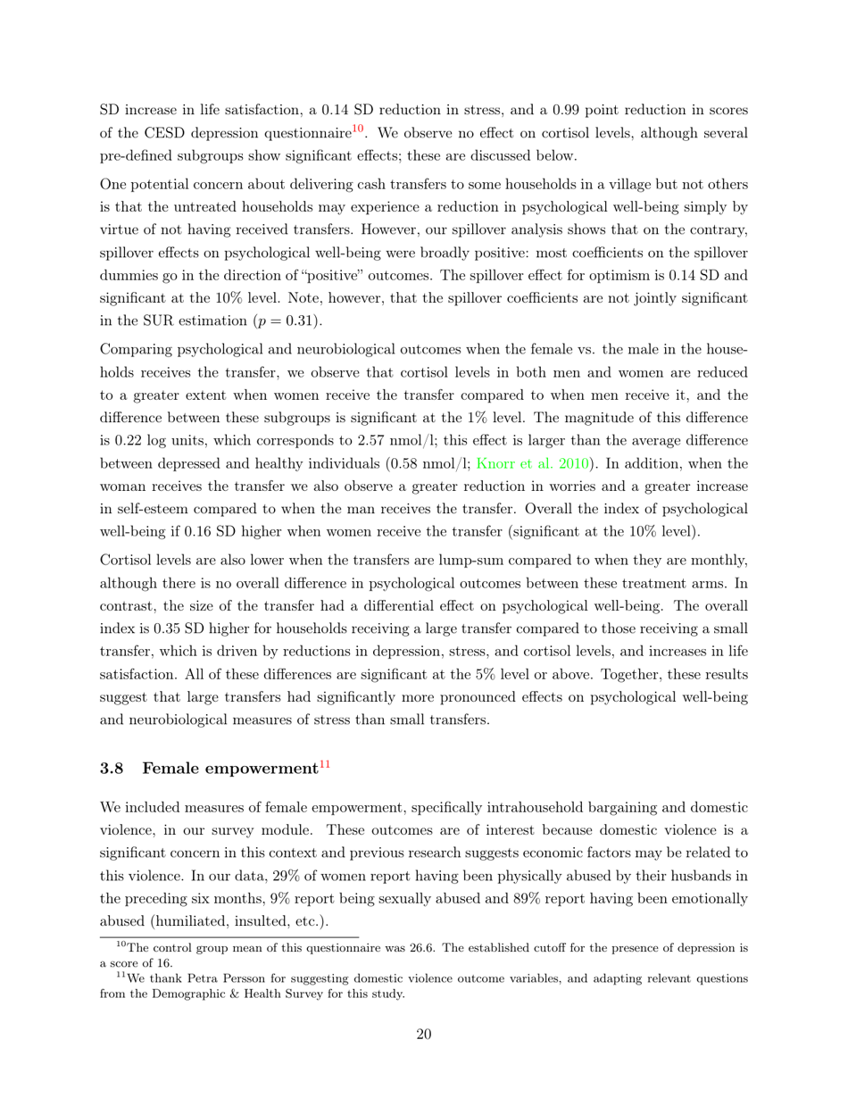 Policy Brief: Impacts of Unconditional Cash Transfers - Johannes Haushofer, Jeremy Shapiro, Page 20