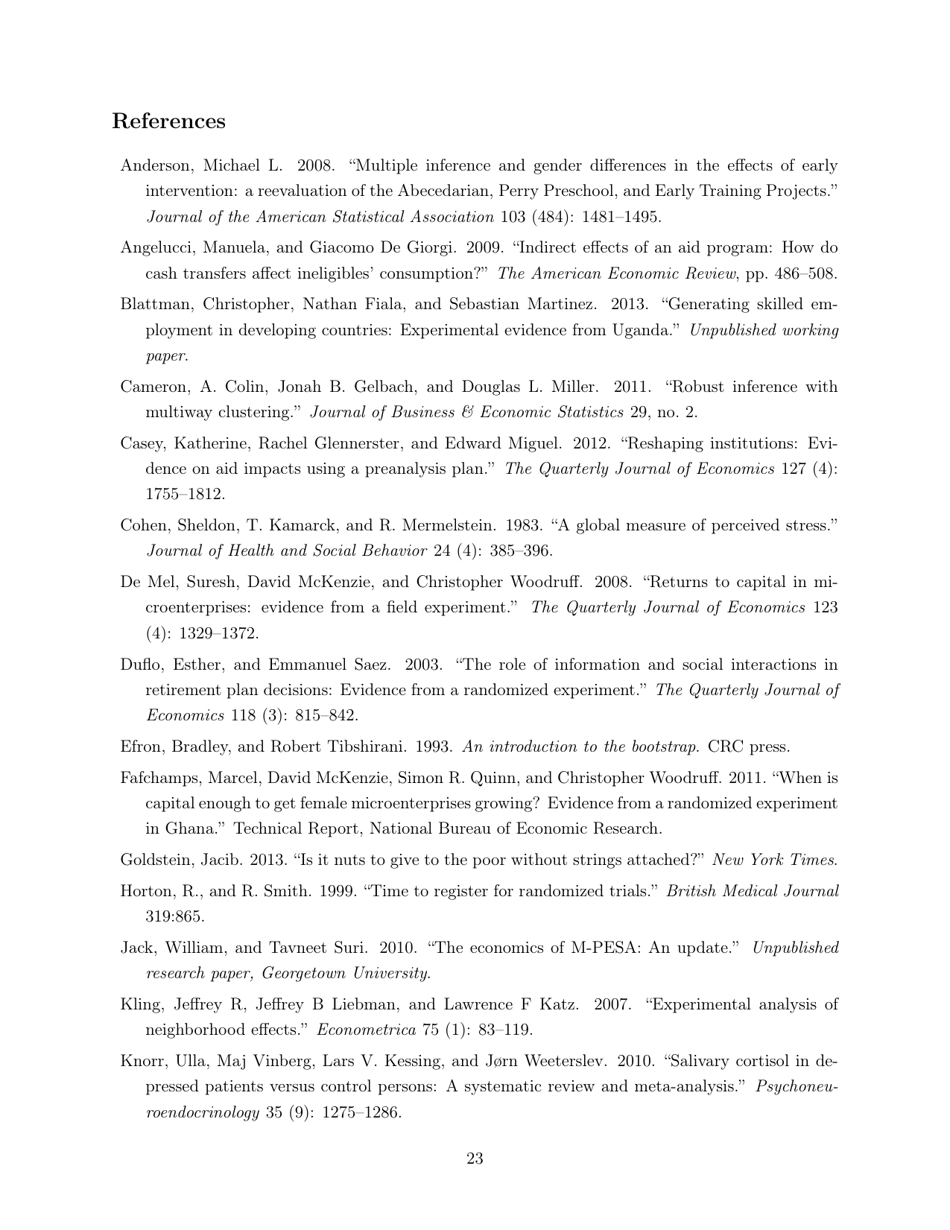 Policy Brief: Impacts of Unconditional Cash Transfers - Johannes Haushofer, Jeremy Shapiro, Page 23