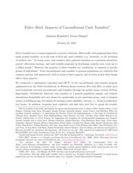 Document preview: Policy Brief: Impacts of Unconditional Cash Transfers - Johannes Haushofer, Jeremy Shapiro