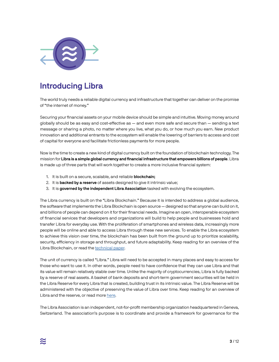 An Introduction to Libra - White Paper, Page 3