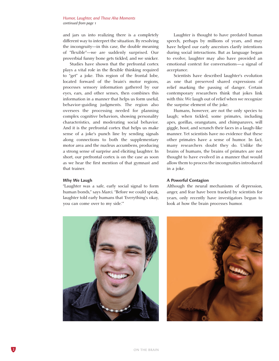On the Brain - Humor, Laughter, and Those Aha Moments, Page 2