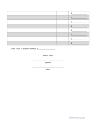 In Kind Donation Receipt Template, Page 2