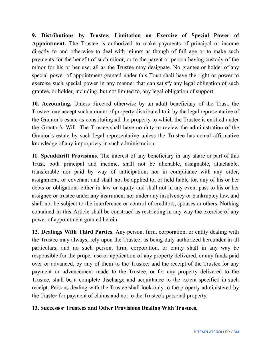 Irrevocable Living Trust Template, Page 6