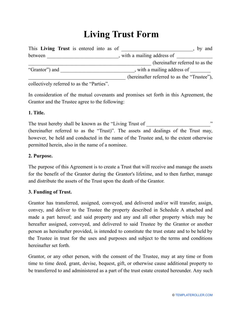 Living Trust Form, Page 1