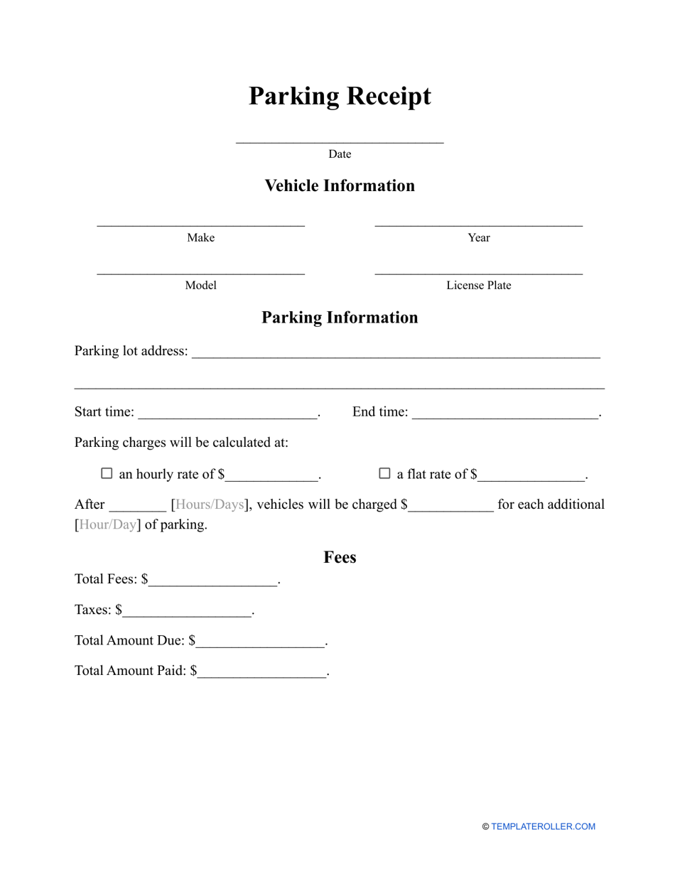 Parking Receipt Template, Page 1