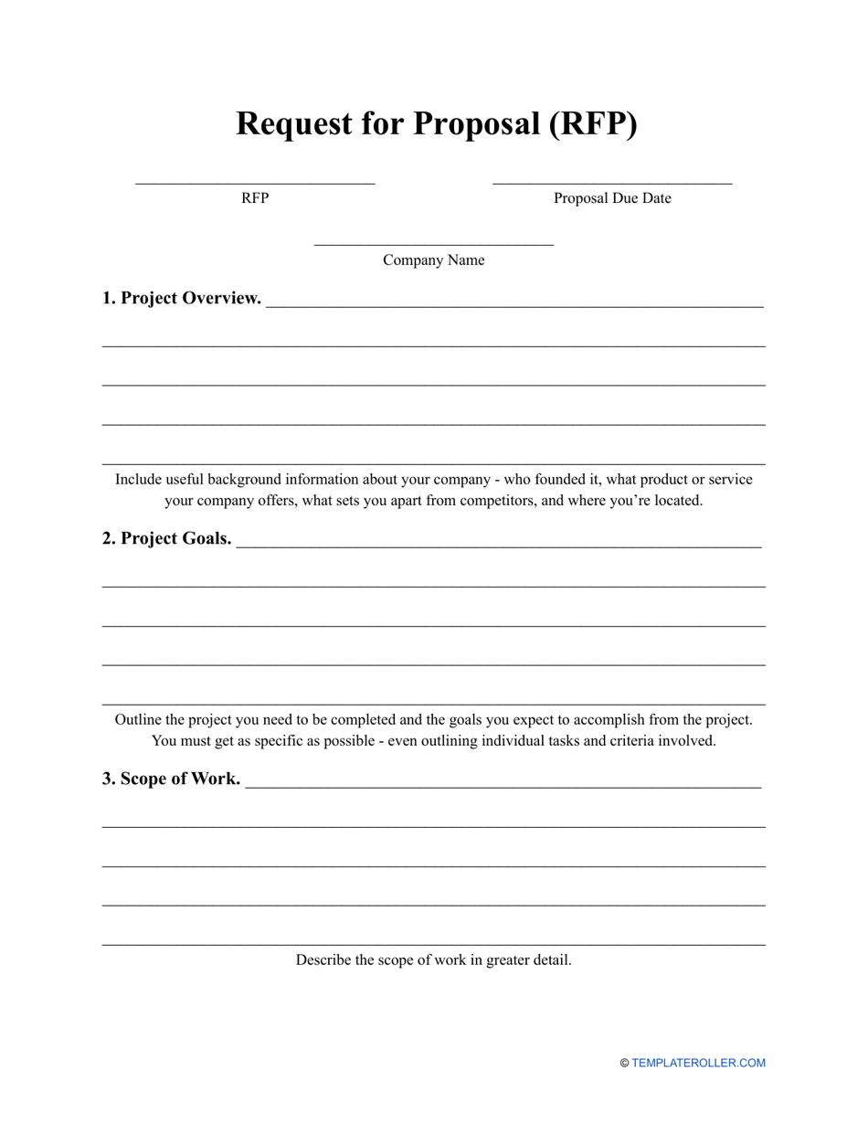 Request for Proposal (Rfp) Template, Page 1